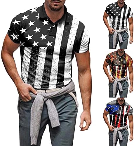 Xxbr camisas de pólo patriótico para mens, dia da independência Flag da bandeira americana impressão soldado curto shorve casual tops camisetas