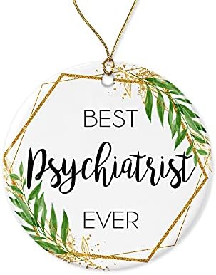 Wolfedesignpdd Psychiatrist Christmas Ornament - Ornamento de Natal Presente para Psiquiatra - Melhor Psiquiatra do Mundo -