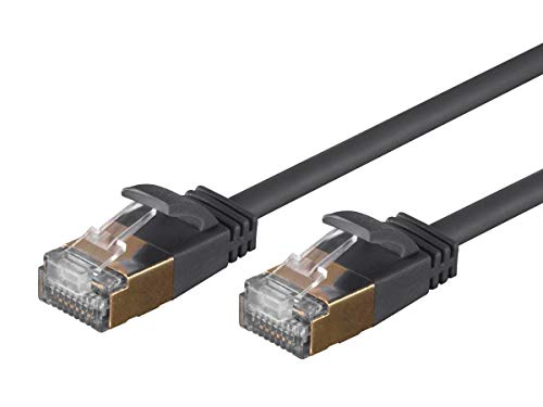 MONOPRICE Slimrun Cat6a Ethernet Patch Cand - Network Internet Cord - RJ45, encalhado, STP, fio de cobre nua puro, 36awg, 5 pés, preto
