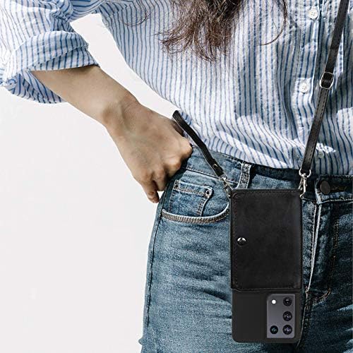 Caixa de telefone de cordão Shinyzone Compatível com a capa Samsung Galaxy A13 5G, Crossbody Wallet com cinta para mulheres, capa