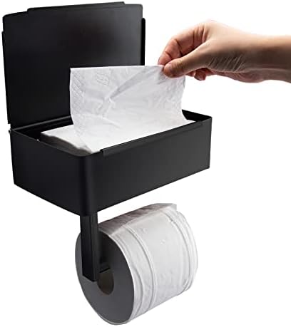 Suporte de papel higiênico com prateleira e armazenamento, adesivo de kingacc ou armazenamento de papel higiênico de parafuso,