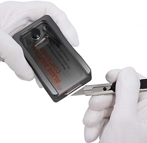 Recipiente de descarte de lâmina Foshio, caixa de armazenamento magnética de liga de alumínio cinza com clipe de suspensão conveniente, encaixe as lâminas de 9 mm 18mm de 18 mm, descartando com segurança a caixa de lâmina usada