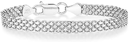 Miabella 925 Sterling Silver Italian 6mm Solid Bismark Mesh Link Chain Bracelet for Women, fabricada na Itália