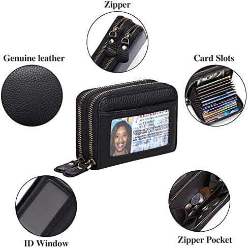 Carteira de couro genuíno de goiacii para mulheres, carteira de cartão de crédito de bloqueio de RFID