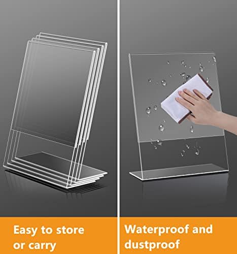 Winset 7 pacote acrílico porta -sinal 8,5 x 11 polegadas, suporte de panfleto de plástico transparente inclinado