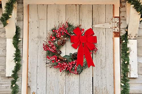Decorações de Natal de arco vermelho de fita Simisi Curço de veludo com fio grande com borda de ouro para grinaldas ao ar