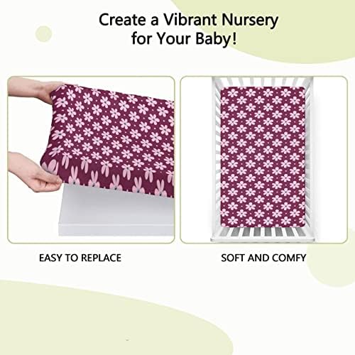 Polinhas rosa Potas com tema Mini lençóis de berço, lençóis portáteis de mini berço lençóis de colchão de materiais de material