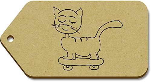 Azeeda 10 x Grandes tags de presente de madeira 'gato de skate'