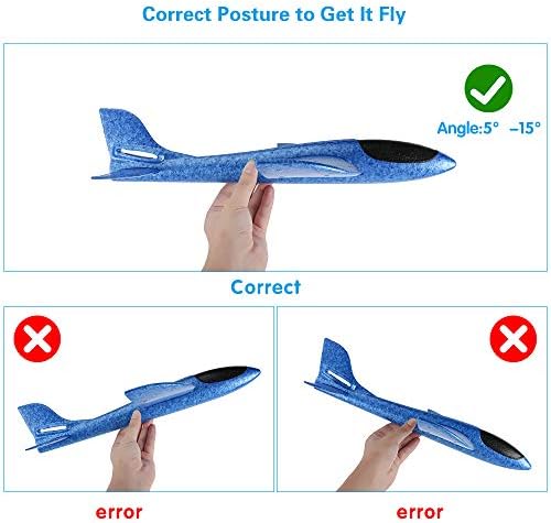 BOTAA 4 Brinquedos de avião, 17,5 Plano de espuma de arremesso grande, 2 Modo de vôo, planadores de espuma, brinquedos voadores,