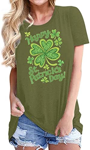 Camisa do dia de St.Patrick para mulheres camisas de trevo o pescoço de manga curta blusa imprimir camisetas soltas