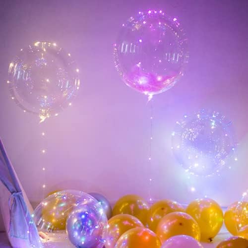 10 pacotes lideraram balões de bobo, balões transparentes de LED LED, balões de bolha de brilho em estilo de hélio com