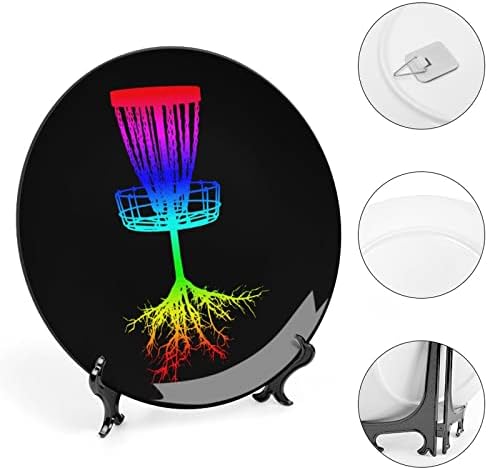 Rainbow disco ósseo China China Decorativa Placas redondas Craft With Display Stand for Home Office Wall Dinner