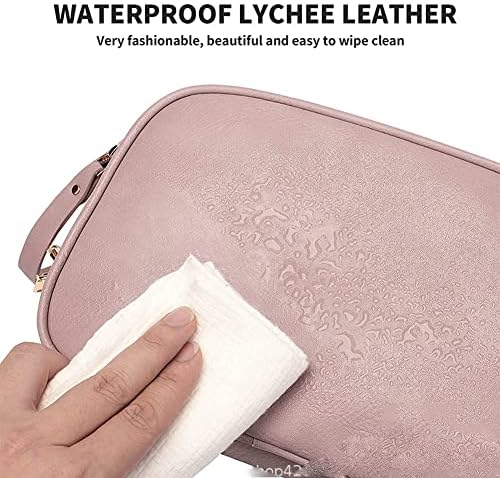 Bolsa de higiene pessoal LXOSFF para mulheres, bolsa de viagem cosmética, bolsa de maquiagem de couro grande resistente