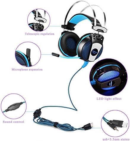 Granvela Kotion Cada fone de ouvido GS500 Gaming de 3,5 mm com fio sobre fones de ouvido com microfone para PS4/Notebook/Laptop