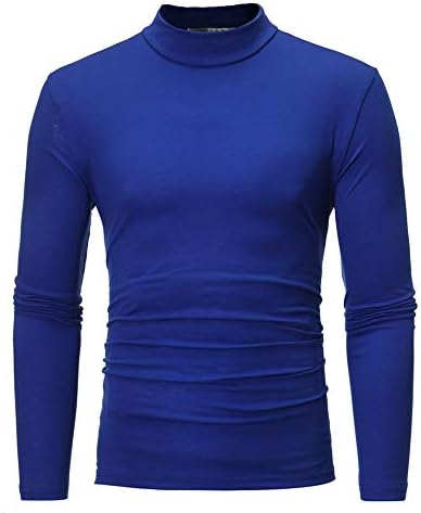Wocachi 2023 Novos camisetas masculinas de manga longa e mocos mocos mock color color sólida cor de gola alta