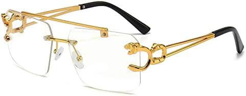 Óculos de sol sem aro kepoita para mulheres tonalidades de moda quadrada feminina lente metal retângulo Y2K UV400