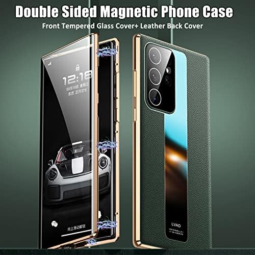 Capa de telefone de dupla face de vidro temperado magnético para Samsung S23 Ultra, capa de telefone magnética S23 Ultra com protetor