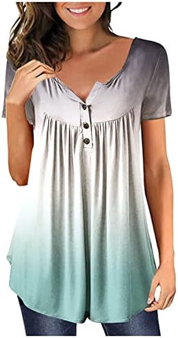 2023 Camise de moda de verão para mulheres túnicas de túnica floral para usar com leggings manga curta v coleira camiseta