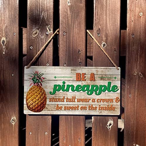 Pineapple Sign Farmhouse Stand Tall Wear A Crown Wooden pendurou placa placa rústica Retro Wall Art Decor de cozinha em casa