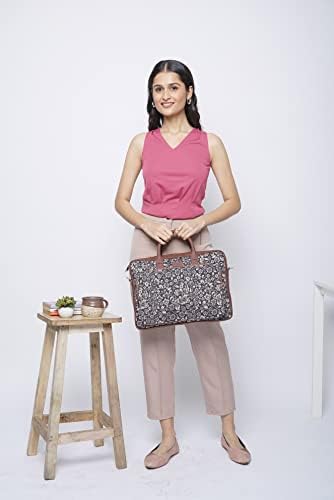 Saco de couro vegano de Zouk feminino para laptop de 15,6 polegadas, MacBook - bolsa de escritório com alça de ombro
