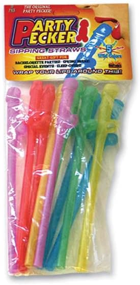 Hilariante Dicky Sipping Straws Pecker Adult Party Favor Multi Colors 10pcs