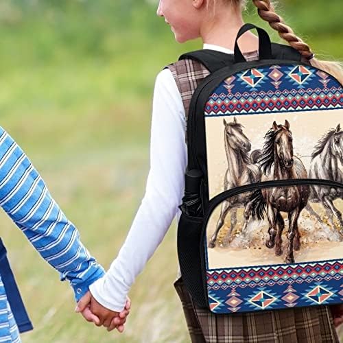 Gongbawa Aztec Mackpack Horse School School para estudantes universitários do ensino médio com bolsos de dois lados da mochila