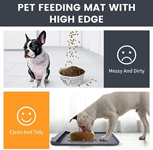 Faokens Dog Feeding tapetes para comida e água, tapete de comida de cachorro grande/pequeno de silicone com coleta de resíduos