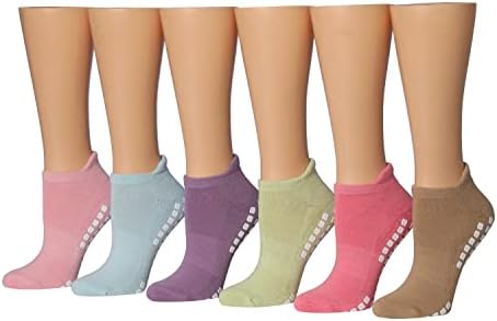 Ronnox feminino 12 pares com meias anti-skid não deslizantes de silicone, para Yoga Pilates & Barre Home & Hospital
