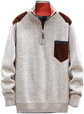 WOCACHI Mens casual Slim Fit Suplover Sweaters de manga comprida lidada de malha 1/4 zíper de suéter de pólo de pescoço zíper