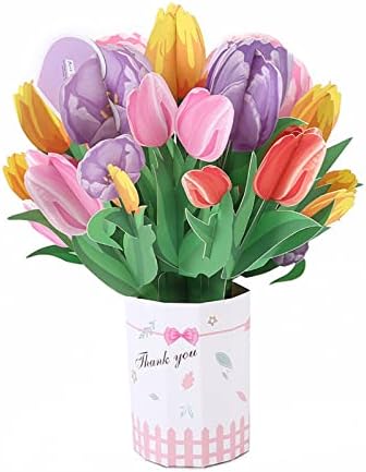 Suuyoo Pop Up Flower Bouquet Card, Cartão pop -up de Bouquet de Papel, Cartão de Flor de Flores de Papel 3D, Cartões para Mãe, Esposa,