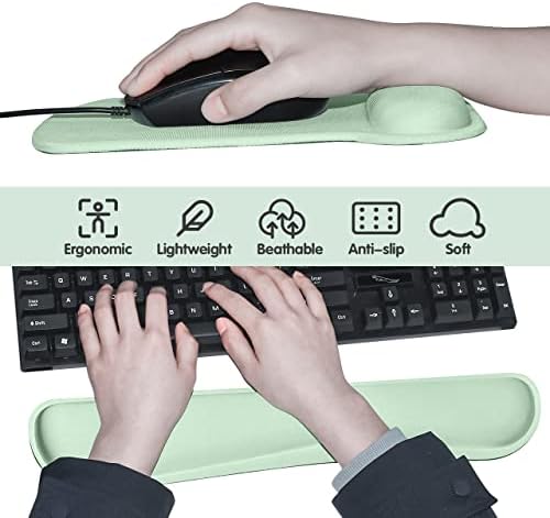 Qingler ergonômico mouse almofada com suporte ao pulso, descanso de pulso confortável, almofada de teclado de espuma de memória