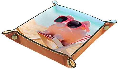 AISSO BEY BEAY PIGGY com óculos de sol na praia Jóias de jóias de couro para carteiras, relógios, chaves, moedas, telefones celulares