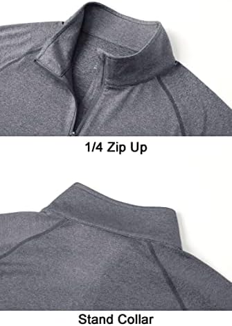 MagComsen Men 1/4 Zip Pullover UPF 50+ Manga longa Proteção solar Camisas de golfe leves Camisa Tops Athletic Tops