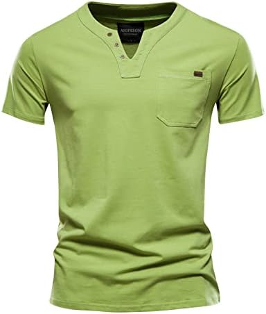 Henley de manga curta masculina camisetas de verão casual slim fit