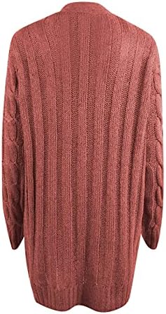 Cor de tamanho sólido feminino Cardigan Premium Knit Sweater com blusas de cardigã longas grandes de bolso