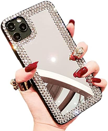 Poowear para iPhone 13 Pro Max Case 3D Glitter Sparkle Bling Mirror Case Luxury Shiny Crystal Rhinestone Diamond Bumper