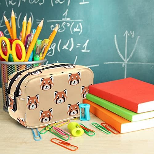Caixa de lápis de animais de panda vermelha e fofa, bolsa de lápis com zíper para zíper de zíper de cosméticos,
