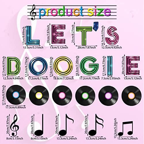 56 PCs 70s Lets Boogie Rock and Roll Music Party Classroom Decorações Lets Boogie Cutouts Records Bulletin Board Cutouts