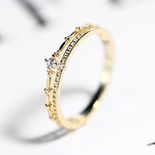 Banda de anel feminino Dainty Jewelry Gold Diamond Princess Crown Ring Light Luxury High Gade Anel