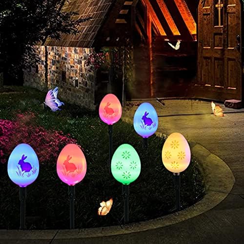 25 pés 20 LED LUZES DE APETA DE OGOS DE Páscoa solar para decorações de Páscoa, 8 modos Luzes solares de ovos de Páscoa, Estaca