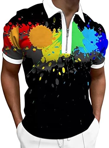 Ruiruilico Summer Polo Camisetas para homens Mangas curtas Camisas casuais camisetas zip pescoço ajustado 3d estampas de golfe túnicas