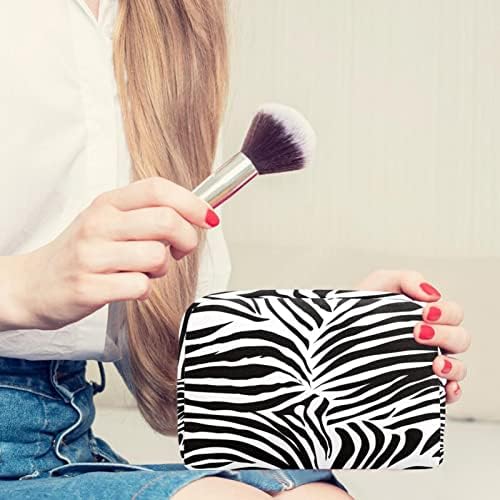 Tbouobt Gifts for Men Momen Sacos de maquiagem bolsa de higiene pessoal Sacos de cosméticos, padrão de zebra Black White