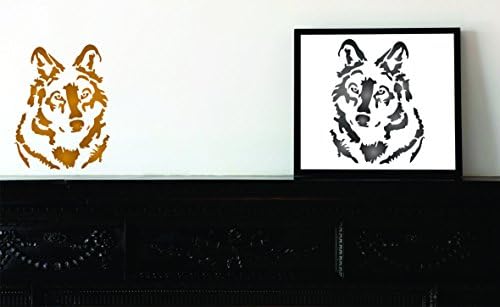 Estêncil de lobo, 14 x 18 polegadas - cachorro Wild Animal Canine Wolf Head Stegils para modelo de pintura