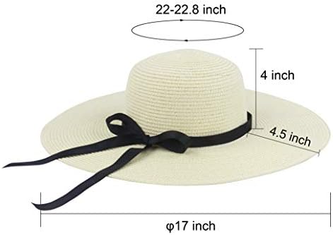 MURYOBAO MULHEREM WOME Wide Straw Sun Hat Fluppy dobrable Roll Up Cap upf 50+ Chapéus de praia de verão