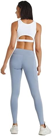 Leggings de cintura feminina para treino, corrida, ioga - controle de barriga, calças esportivas de 4 vias com bolsos
