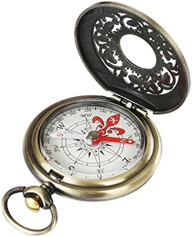 N/A Vintage Bronze Compass Pocket Pocket Design Design Outdoor Hucking Navigation Kid Presente Retro Metal Portable Compass