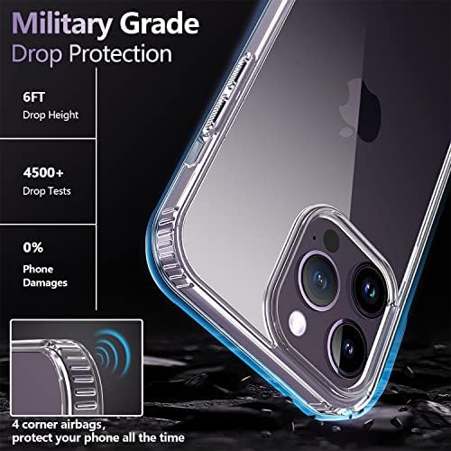 CareDoctor para iPhone 14 Pro Max Caso: Casos de telefone de proteção clara, iPhone à prova de choque 14 Promax transparente capa