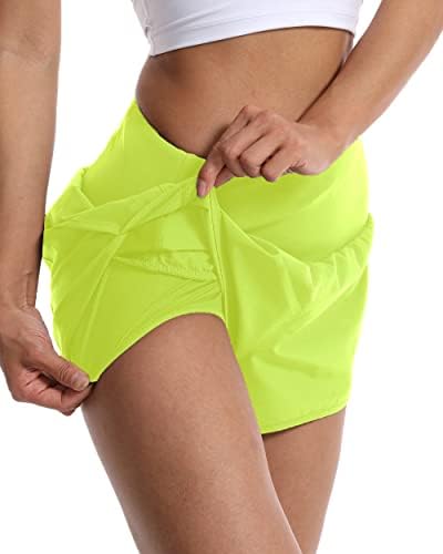Kcutteyg Shorts de corrida para mulheres com liner alta cintura