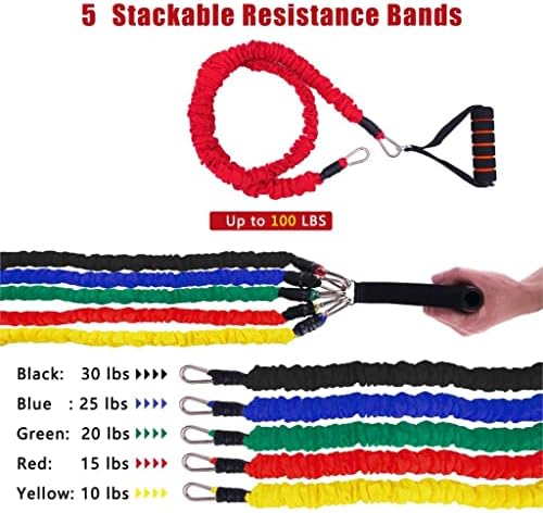 Doubao 100-150lb Bandas de resistência ao tubo definido com mangas de nylon protetem faixas elásticas de fitness para equipamento