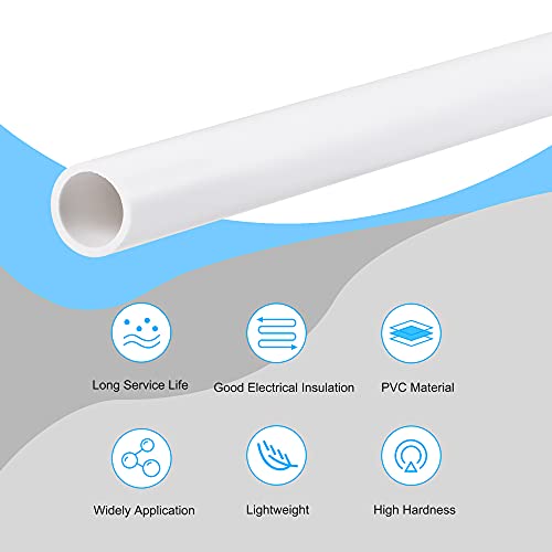 Meccanixity PVC Tubo redondo tubo de plástico rígido 5/16 id 20 branco para tubo de água, artesanato, decoração, manga a cabo